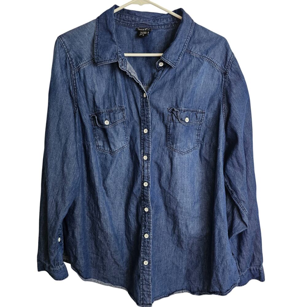 Torrid Women Denim Shirt Plus Size 2X Classic Minimalist Layering Cotton Western